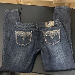 L.A. Idol Dark Blue Skinny Jeans with Silver Embellishments